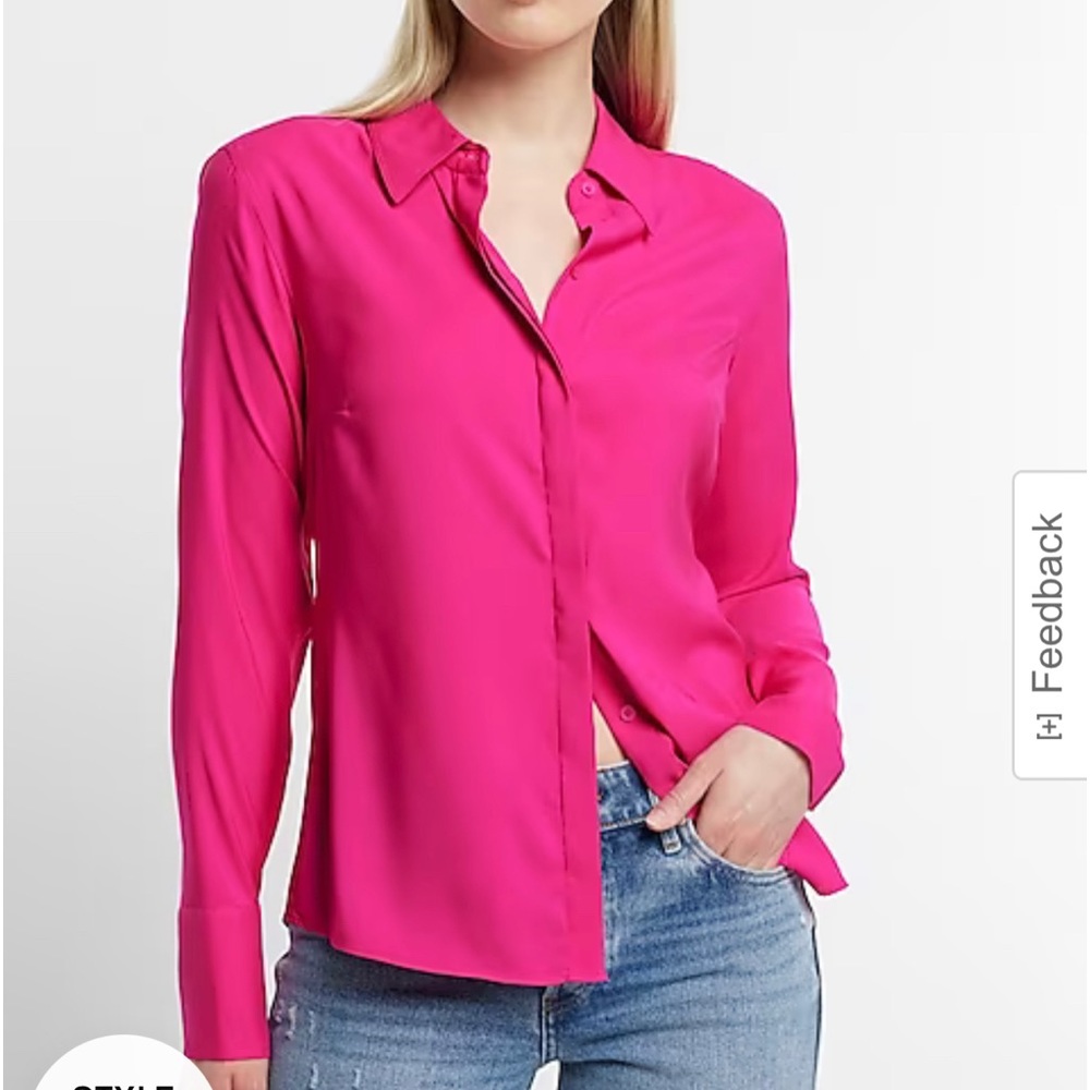 Express Satin Portofino Shirt | M | Pink